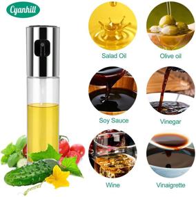 img 3 attached to 🥄 Cyanhill 100ml Olive Oil Sprayer – Oil Spray Bottle for Cooking, Vinegar Sprayer, Leak-proof Oil Dispenser for Baking, Roasting, BBQ (Silver)