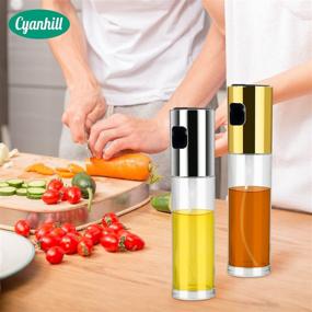 img 2 attached to 🥄 Cyanhill 100ml Olive Oil Sprayer – Oil Spray Bottle for Cooking, Vinegar Sprayer, Leak-proof Oil Dispenser for Baking, Roasting, BBQ (Silver)