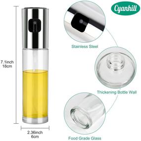 img 1 attached to 🥄 Cyanhill 100ml Olive Oil Sprayer – Oil Spray Bottle for Cooking, Vinegar Sprayer, Leak-proof Oil Dispenser for Baking, Roasting, BBQ (Silver)