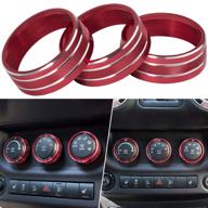 🎧 red audio air conditioning button cover decoration twist switch ring trim for 2011-2018 jeep wrangler jk jku patriot & 2008-2014 dodge challenger logo