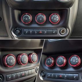 img 1 attached to 🎧 Red Audio Air Conditioning Button Cover Decoration Twist Switch Ring Trim for 2011-2018 Jeep Wrangler JK JKU Patriot & 2008-2014 Dodge Challenger