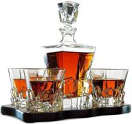 the wine savant crystal iceberg mountain glacier decanter set: includes 4 glasses & wood tray логотип