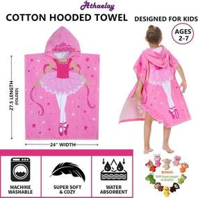 img 1 attached to 🏖️ Ultra Soft and Absorbent Cotton Poncho Towel for Girls - Beach, Pool, Bath - Extra Large Size 24"x 27.5" (Folded)