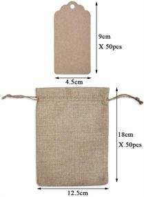 img 3 attached to 🎁 50Pcs Burlap Bags with Drawstring, 5x7.5" Gift Bag Bulk Pack with 50 Pcs Paper Tags, 32.8Ft String – Perfect for Birthdays, Crafts, Christmas, and Thanksgiving