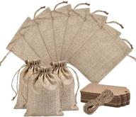 🎁 50pcs burlap bags with drawstring, 5x7.5" gift bag bulk pack with 50 pcs paper tags, 32.8ft string – perfect for birthdays, crafts, christmas, and thanksgiving logo