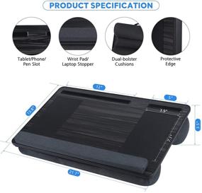 img 1 attached to 🛏️ Nearpow Lap Desk: Portable Laptop Lap Desks with Removable Pillow Cushion Cover, Mouse Pad, Wrist Rest, and Tablet Holder - Fits up to 17 inch - Ideal for Bed, Sofa, or Couch