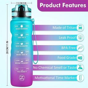 img 3 attached to 💧 32 oz Motivational Water Bottle with Time Marker & Removable Strainer - Leakproof Tritan BPA Free Water Jug for Fitness, Gym and Outdoor Sports