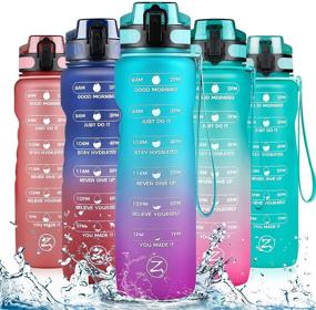 img 4 attached to 💧 32 oz Motivational Water Bottle with Time Marker & Removable Strainer - Leakproof Tritan BPA Free Water Jug for Fitness, Gym and Outdoor Sports