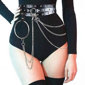 img 4 attached to 👌 Stylish Victray Leather Waist Chain Belt: Black Punk Chain Belts for Festivals – A Fashionable Choice for Women and Girls