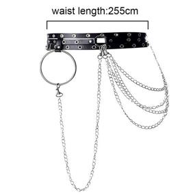 img 3 attached to 👌 Stylish Victray Leather Waist Chain Belt: Black Punk Chain Belts for Festivals – A Fashionable Choice for Women and Girls