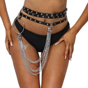 img 2 attached to 👌 Stylish Victray Leather Waist Chain Belt: Black Punk Chain Belts for Festivals – A Fashionable Choice for Women and Girls