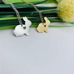 img 3 attached to 🐰 Easter Bunny Necklace for Girls/Women - Rabbit Pendant Necklace - Easter Gifts/Jewelry - Hare Design - Stainless Steel Accessory