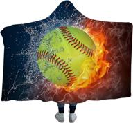 🔵 irisbell softball hooded blanket cape wrap soccer soft wearable blanket hooded throw poncho 60''h x 80''w (softball, 60''x51'') logo