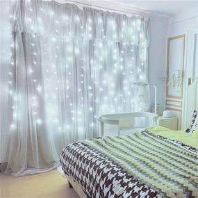 img 4 attached to 🌟 Curtain String Lights, USB Powered Fairy Lights, 8 Lighting Modes with Remote Dimmable, IP64 Waterproof for Party Bedroom Room Backdrop Window Twinkle Christmas Decoration - 7.9Ft x 5.9Ft, White