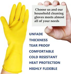 img 1 attached to 🧤 Mulfei 3 Pairs Reusable Cleaning Gloves: Extra Thick Rubber Gloves for Kitchen, Working, Gardening, and Car Wash