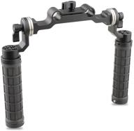 camvate 15mm rod &amp; shoulder mount rig with rosette standard accessory for dslr - soft rubber grip (black, m6 thread, 31.8 mm) logo