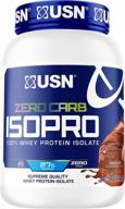 usn supplements zero carb isopro: кето-дружественный шоколадный сывороточный протеин без сахара, сниженной калорийности - 1,7 фунта. логотип