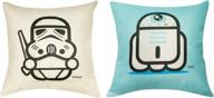 🌟 star wars decorative throw pillow covers - set of 2 (blue and white) - 18x18 inches - pillow cases логотип