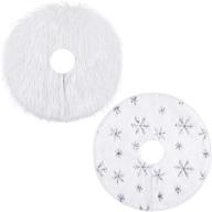 uratot 2 pack 15 inches christmas tree skirt: mini white faux fur plush xmas tree skirt with silver snowflake tree mat - perfect holiday decoration for indoor/outdoor xmas party логотип