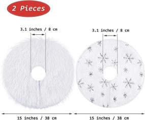 img 3 attached to URATOT 2 Pack 15 Inches Christmas Tree Skirt: Mini White Faux Fur Plush Xmas Tree Skirt with Silver Snowflake Tree Mat - Perfect Holiday Decoration for Indoor/Outdoor Xmas Party