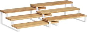 img 4 attached to 🌿 SONGMICS 3-Tier Extendable Spice Rack Set, Bamboo Cabinet Shelf Organizers, Stackable Spice Holder for Pantry, Cupboard, Countertop, Natural and White - UKCS016N02