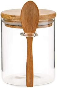 img 4 attached to 🍯 MOLFUJ 15-Ounce/450-Milliliter/1-Pound Clear Glass Pantry Containers with Wooden Spoon - Small Air Tight Food Storage Canister with Bamboo Airtight Lid - Hermetic Covered Kitchen Organization Storage Jars with Scoop