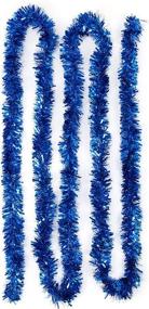 img 2 attached to 🎄 Slideep 18ft Blue Christmas Tinsel Garland - Sparkly Soft Tinsel for Wedding, Birthday, and Christmas Tree Decorations - 3.5" Wide