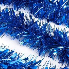 img 1 attached to 🎄 Slideep 18ft Blue Christmas Tinsel Garland - Sparkly Soft Tinsel for Wedding, Birthday, and Christmas Tree Decorations - 3.5" Wide