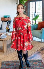 img 2 attached to 🌸 Stylish and Chic: Smukke's Floral Off The Shoulder Long Sleeves Dress and Rompers for Big Girls (Ages 7-16)