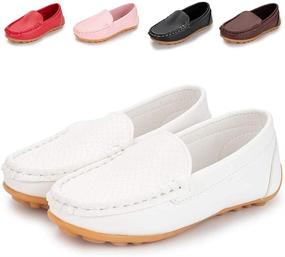 img 4 attached to Meckior Toddler Moccasin Wedding Synthetic Girls' Shoes for Athletic