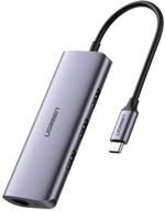 🔌 ugreen usb c hub тип c к 3 портам usb 3.0 док-станция с адаптером gigabit ethernet, совместимый с micro usb power для macbook pro, air, dell xps 15/13, chromebook pixel, surface book 2, samsung galaxy s10/s9+/s8 логотип