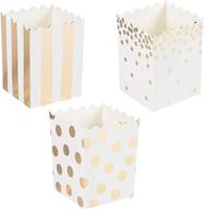 🍿 60-pack mini popcorn boxes - 16oz small paper popcorn and candy favor boxes, gold foil polka dots, stripes, confetti designs, ideal for baby shower, wedding, birthday party supplies, size: 3 x 4 x 2.8 inches logo