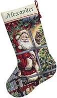 counted cross stitch kit: candy 🎅 cane santa stocking (model 8778) by dimensions needlecrafts logo