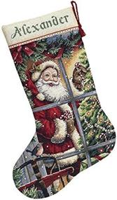 img 2 attached to Counted Cross Stitch Kit: Candy 🎅 Cane Santa Stocking (Model 8778) by Dimensions Needlecrafts