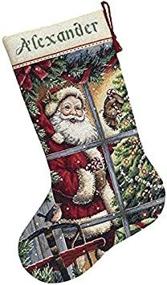 img 1 attached to Counted Cross Stitch Kit: Candy 🎅 Cane Santa Stocking (Model 8778) by Dimensions Needlecrafts