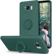 📱 domaver samsung galaxy s8 case: 360° ring holder kickstand, car mount compatible, midnight green, silicone soft rubber, microfiber lining, cushion protective cover for samsung s8 5.8 logo