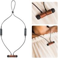 🎧 reveal shop wood bluetooth earbuds - magnetic, wearable necklace style headphones - stylish wooden wireless in-ear earphones with microphone, volume control - ideal for men & women logo