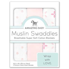img 4 attached to 🌸 3-Piece Set of Pink Springfield Amazing Baby Cotton Muslin Swaddle Blankets