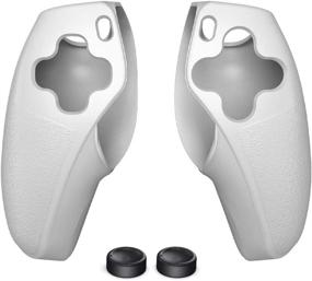 img 4 attached to EASEGMER White PS5 Controller Grip Cover - Anti-Slip Silicone Skins with 2 PCS Pro Thumb Grip Caps for PS5 DualSense Controller