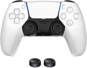 img 3 attached to EASEGMER White PS5 Controller Grip Cover - Anti-Slip Silicone Skins with 2 PCS Pro Thumb Grip Caps for PS5 DualSense Controller