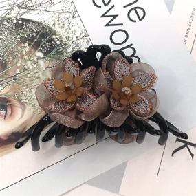 img 2 attached to 🍌 Big Hair Claw Banana Clips with Flower Design - Ultimate Grip Hair Clips for Thick Hair (Brown)