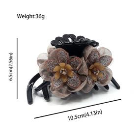 img 1 attached to 🍌 Big Hair Claw Banana Clips with Flower Design - Ultimate Grip Hair Clips for Thick Hair (Brown)