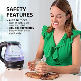 img 2 attached to 🔥 Ovente 1.5 Liter Portable Electric Glass Kettle with Blue LED Light and Stainless Steel Base, Rapid Heating Countertop Tea Maker Hot Water Boiler with Auto Shut-Off & Boil Dry Protection, Black KG83B