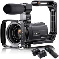 🎥 vafoton 4k video camera with microphone: perfect for youtube vlogging, 48mp, 16x zoom, ir night vision, wi-fi, and touch screen! logo