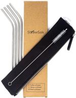 🥤 reusable stainless steel straws with case - convenient cleaning pouch for straws, cutlery, silverware, utensils - black - by strawsak logo