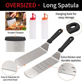 img 1 attached to Griddle Accessories Kit for Blackstone/Camp Chef - 19-Piece Set with Spatula, Scraper, Egg Ring, Bottle, Tongs - Ideal for Outdoor Grilling on Flat Top Grills