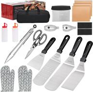 griddle accessories kit for blackstone/camp chef - 19-piece set with spatula, scraper, egg ring, bottle, tongs - ideal for outdoor grilling on flat top grills logo