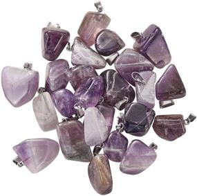 img 3 attached to LiQunSweet Natural Amethyst Crystal Nuggets - 24 Pcs Gemstone Pendants with Stainless Steel Bails for Tumbling, Cabbing, and Crystal Healing - 15~35mm Size