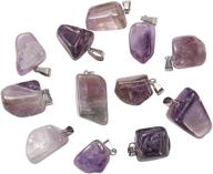 liqunsweet natural amethyst crystal nuggets - 24 pcs gemstone pendants with stainless steel bails for tumbling, cabbing, and crystal healing - 15~35mm size logo