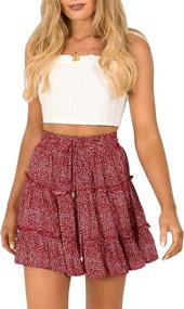 img 4 attached to 🌸 Stylish UANEO Womens Summer Floral Print Mini Skirt: High Waist, Ruffled Pleats and Elastic Fit